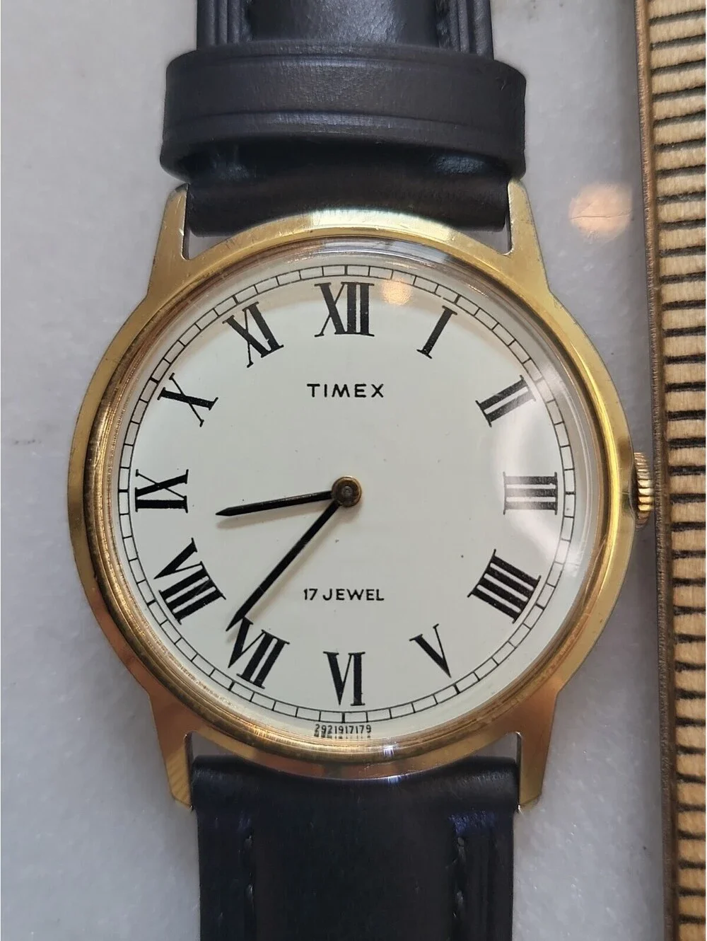1979 TIMEX Mens Watch Roman Numerals 17 Jewels Manual Wind 33mm 2921917179 EUC